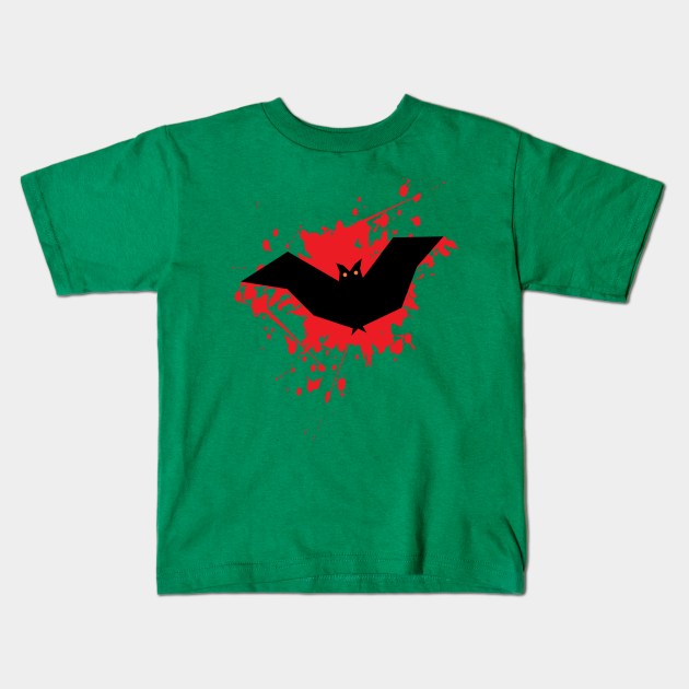 Bat in red background Kids T-Shirt by TheDesigNook